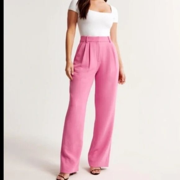 A&F Sloane Tailored Pant Color: DARK PINK - Size 12L - Picture 1 of 7